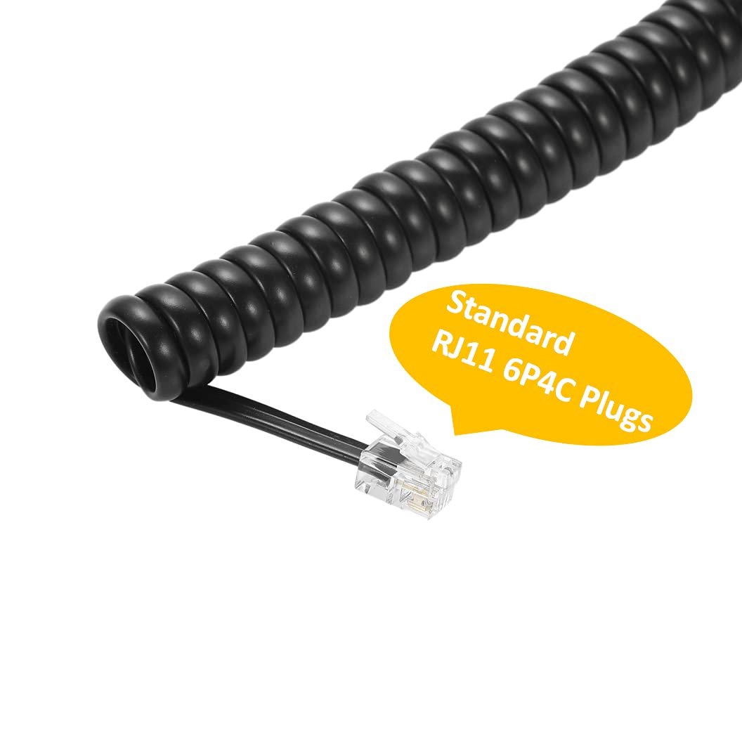 Vthahaby 4 Pack Coiled Wire 8Ft Uncoiled / 1.4Ft Coiled Landline Phone Handset Cable 4P4C Telephone Accessory Black