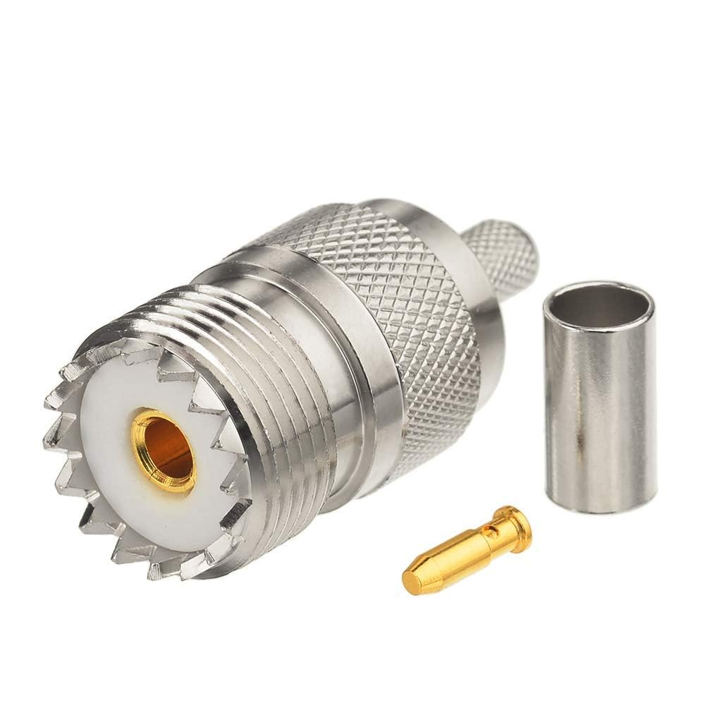 Superbat SO239 + PL259 Crimp Connector Kit PL-259 SO-239 Solder Connectors Crimp with RG58 RG142 RG400 LMR195 RG303 RG141 Low Loss Coaxial Coax Cable