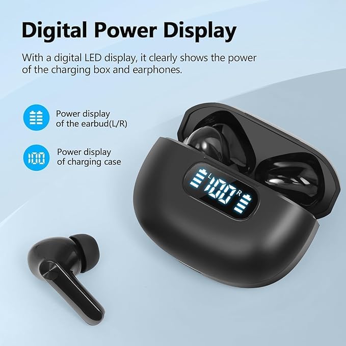 Wireless Earbuds Bluetooth 5.4 Headphones, 2025 Hi-Fi Stereo Bass Ear Buds, 4 ENC Noise Cancelling Mic 48Hrs in-Ear Earphones IPX7 Waterproof Sport