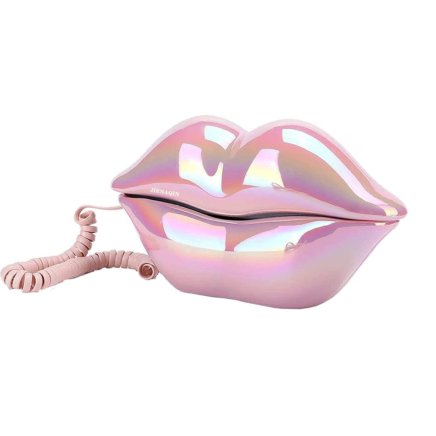 Advanced Home Telephone, Interesting Mouth Lip-Shaped , Funny Pink Lip Plastic Telephone Cable, Wire Phone Home Decoration, A for Friends or Families