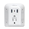 TROND 2 Prong to 3 Prong Outlet Adapter, 1440J Surge Protector Power Strip 2 Prong, Featured 5 AC Outlets and 3 USB Ports, Wall Plug Extender
