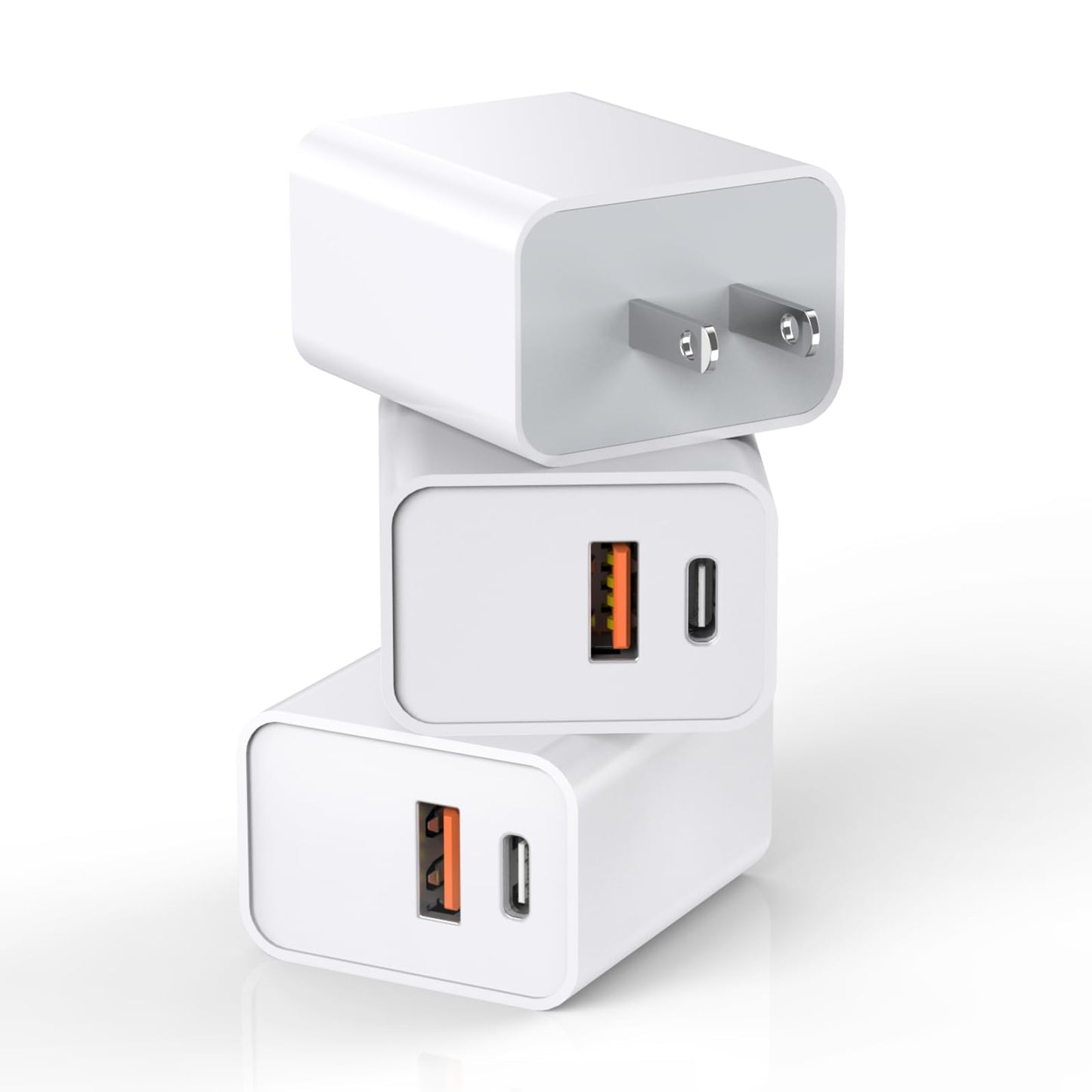 3 Pack Apple USB C Wall Charger,20W iPhone 17/16 Dual Port QC + PD 3.0 Power Adapter Double Fast Plug Charging Block for Apple iPhone 17/17 Pro/16/16