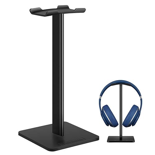 Headphone Stand Headset Holder- Gaming Headset Holder with Aluminum Supporting Bar Flexible Headrest Anti-Slip Earphone Stand for All Headphones…
