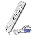 6 Outlet Hospital Grade Power Strip - 15ft Cord - Medical Use UL 1363A Compliant-Tamper Resistant Outlets