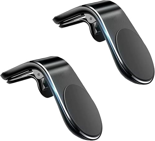 WNHNO 2Pcs Black Universal Phone Holder Clip Car Air Vent Magnetic Mount Holder Bracket for GPS Suporte Celular Car Phone, Vent Clip Phone Holder,Cell