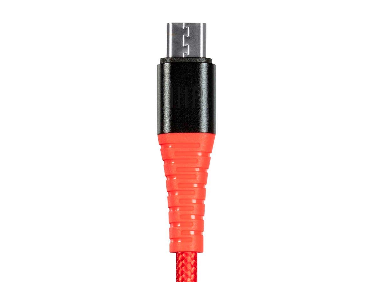 Monoprice USB 2.0 Micro Type-B to Type-A Charge & Sync Cable - Nylon-Braid, 3 Feet, Red - AtlasFlex Series