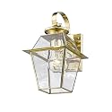 Livex Lighting 2181-02 Outdoor Wall Lantern with Clear Beveled Glass Shades, Polished Brass