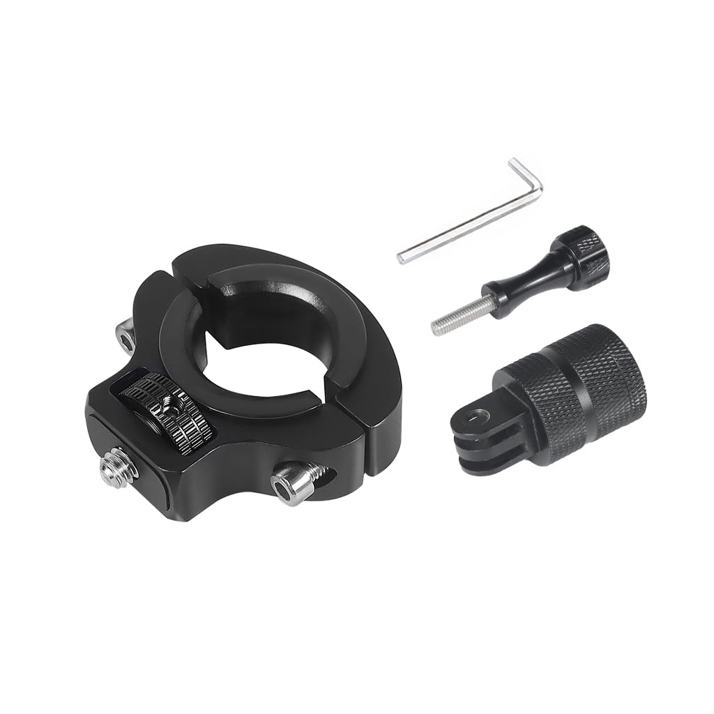 NovelGoal Motorcycle Handlebar Clip Holder 1/4 Screw Bicycle Bike Seatpost Clamp Compatible with Go-pro 11 ONE Action Camera Accessories (Black Set)