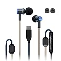 DefenderShield Air Tube Stereo Earbuds USB-C with Memory Foam Ear Tips - Universal Acoustic Wired Headphones with Mic & Volume Control