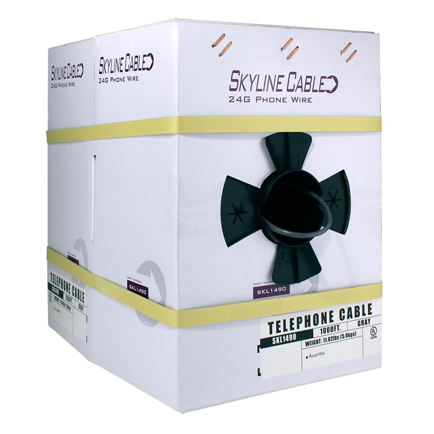 Skywalker Skyline Solid 4-Conductor Round Phone Wire (Gray / 1000ft Reel-in Box)