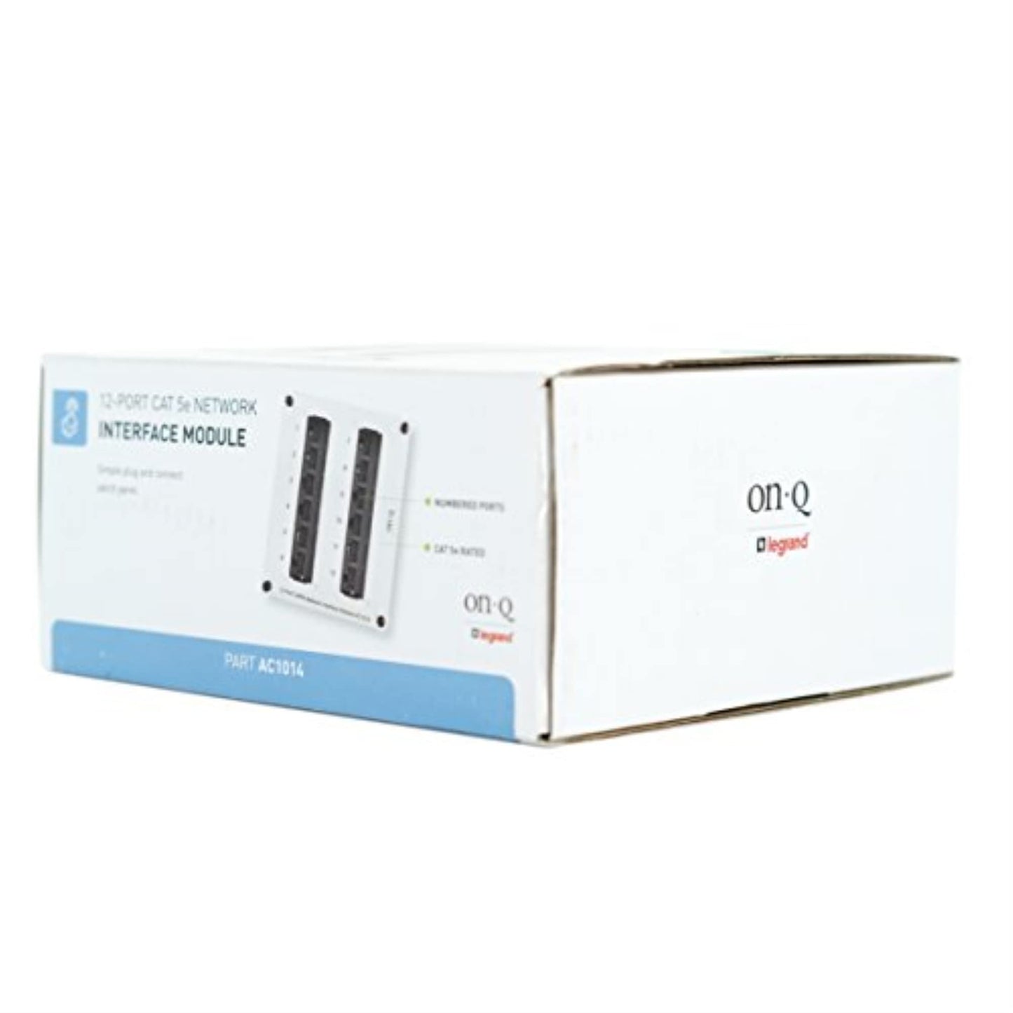 Legrand - OnQ 8 Port Cat 5e Network Interface Module, RJ45 Network Switch, High-Density Mini Patch Panel, Keystone Ports Labeled 1 Through 12, Grey
