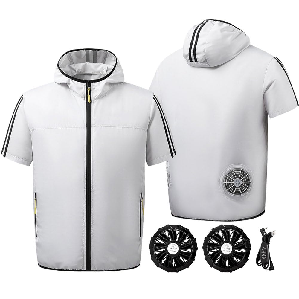 Xerial Summer Cooling Fan Vest For Men Air Conditioned Clothes Women USB Charging Cooling Jacket Outdoor Sunscreen Hiking Fishing (as1, alpha, l