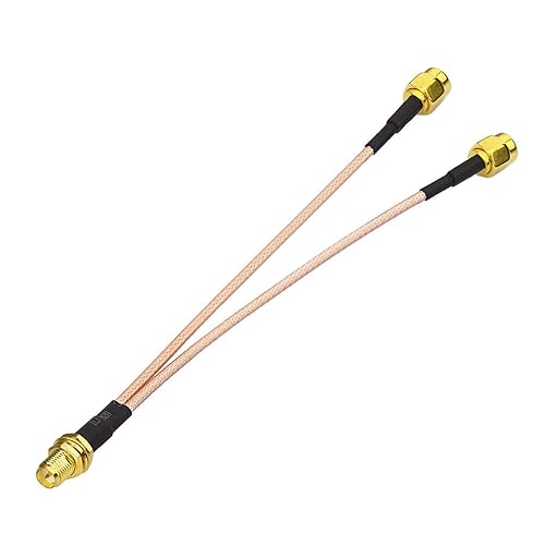 Bingfu RP-SMA Female Bulkhead Mount to Dual RP-SMA Male WiFi Antenna Adapter Splitter Cable 15cm 6 inch for WiFi Router Hotspot Wireless Mini PCI