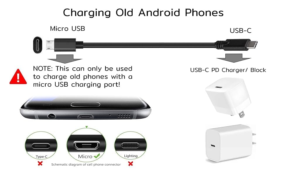 3FT USB C to Micro USB Data & Charge Cable - Micro for Old/Phones, Smartphones, Cameras, Headphones, USB-C Compatible with MacBook, iPhone 15