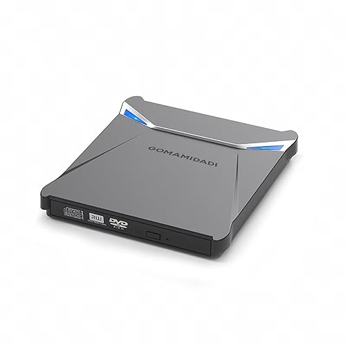 GOMAMIDADI Slot-Loading External DVD CD Drive, USB 3.0 & Type-C Portable Burner & Reader for Laptop, PC, Mac, Windows 11/10/8/7, Plug & Play, Compact