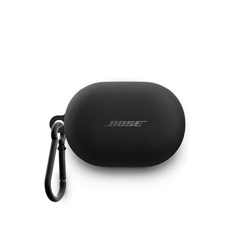Bose QuietComfort Earbuds Silicone Case Cover, Protective Silicone Exterior, with Aluminum Carabiner for Convenient Carrying, Black