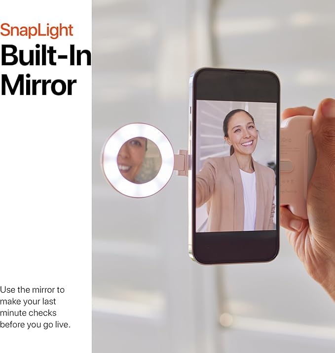 ShiftCam SnapPocket Light - LED Selfie Ring Light with Four Brightness Settings and Built in Battery - Magnetic Mount Snaps on to Any Phone