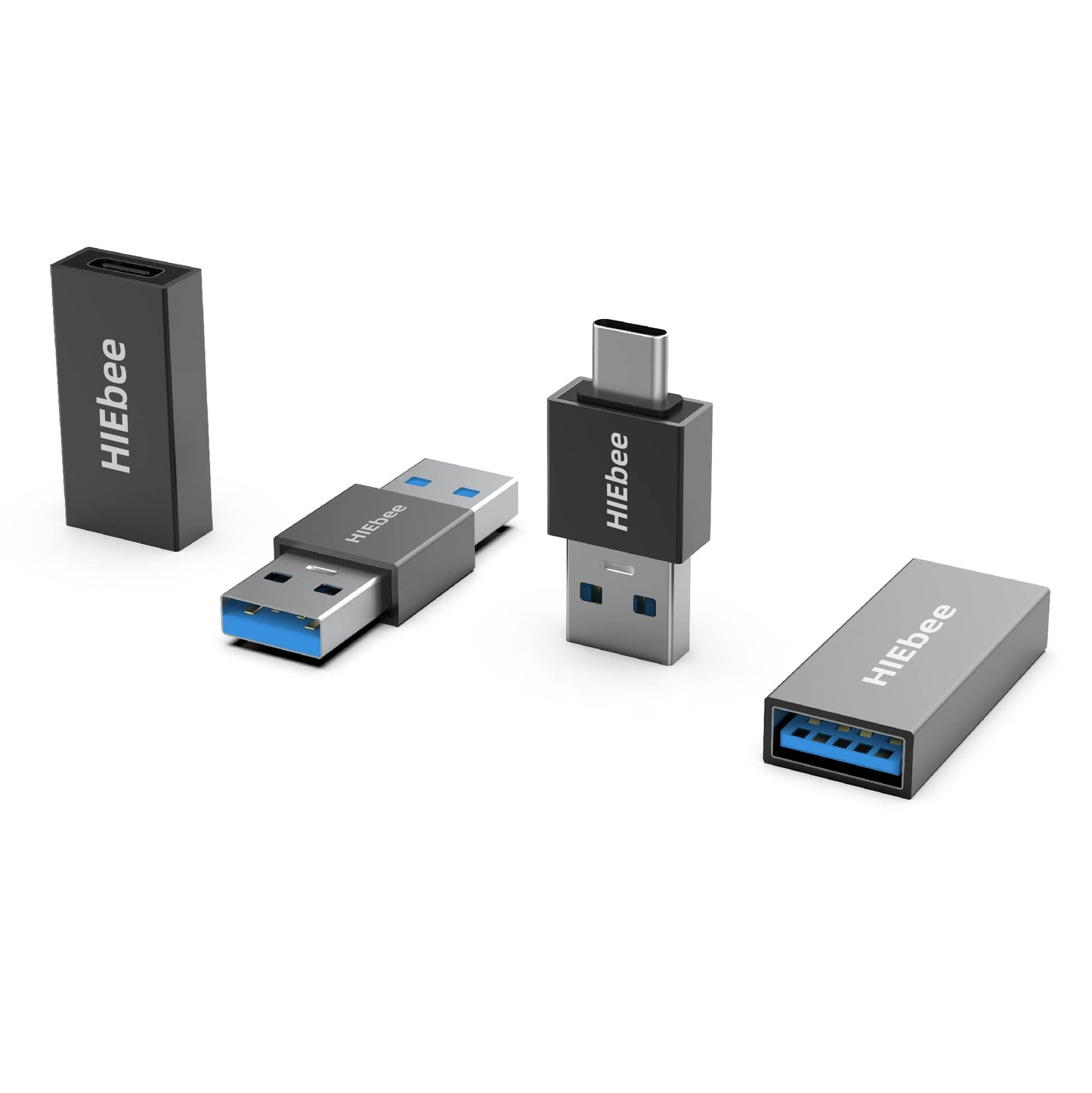 HIEbee 4 in 1 USB 3.0 Adapter Pack - A to A Male, A to C Male, A to C Female, A to A Female - Compatible with Laptop, Hard Drive
