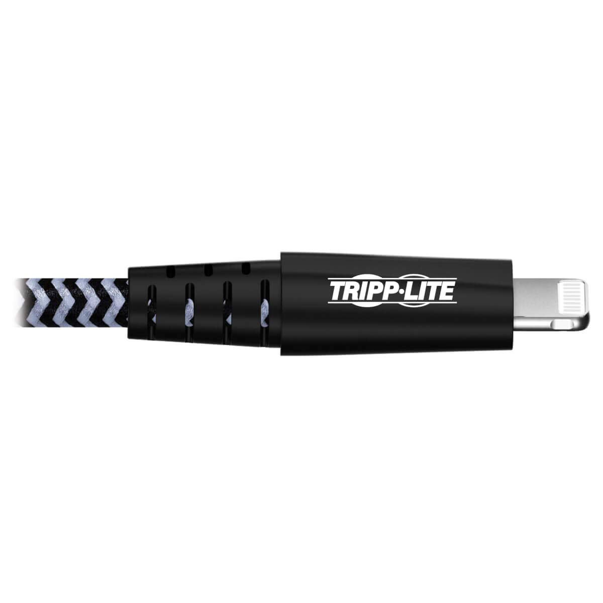 Tripp Lite Braided Lightning Cable - Lightning to USB Cable (M/Apple Certified Lightning Cable, Charge/Sync, 10 ft, Aramid Fiber, Grey, 2-Year…