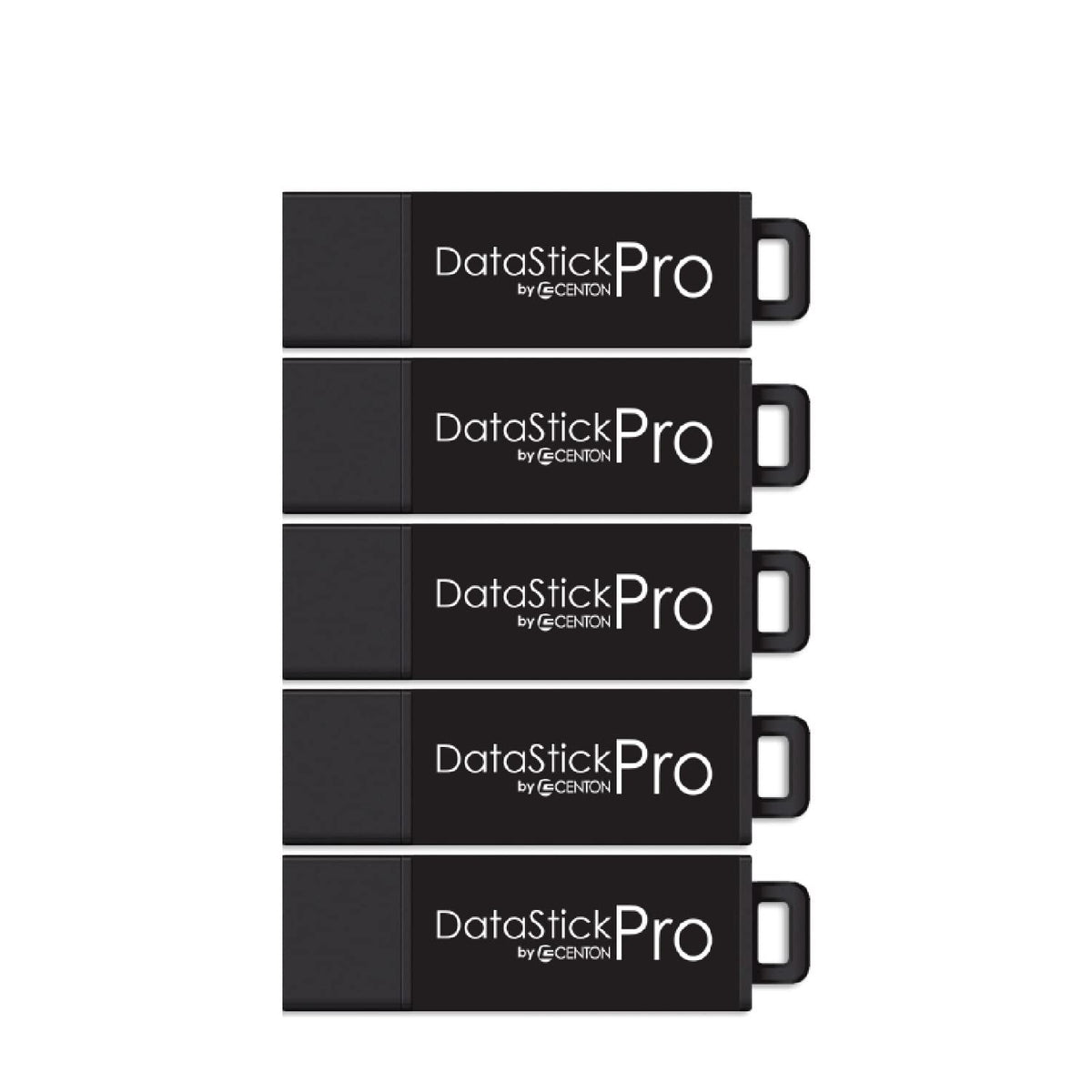 Centon, DataStick Pro USB 3.2 Gen1 Flash Drive, Aluminum, 8GB, 5-Pack Black