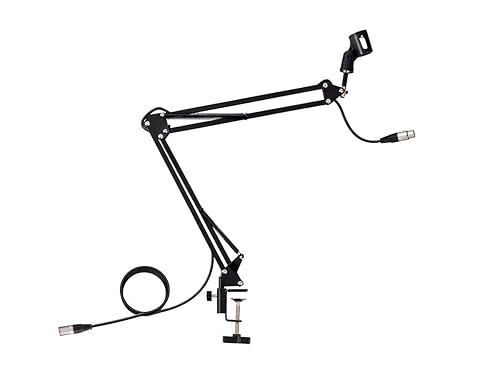 Monoprice Suspension Boom Arm Scissor Broadcast Mic Stand - Built-In XLR Mic Cable - Stage Right Series