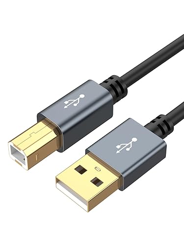 CableCreation Long USB Printer Cable 10 Feet, USB 2.0 to Computer, A to B Cord for HP, Brother, Epson, Canon, Piano, Dac, Aluminum Case, Space Gray 3M