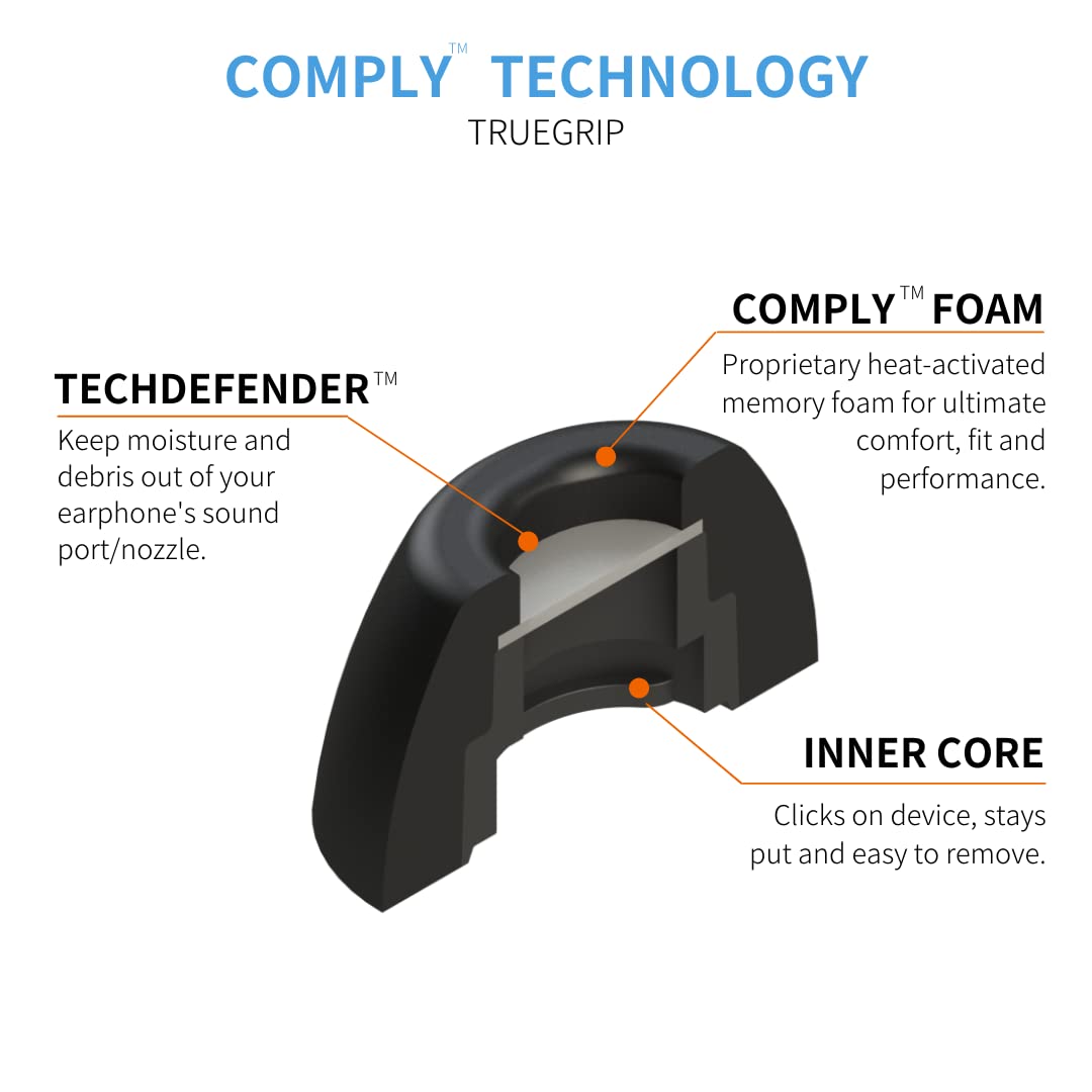 Comply Memory Foam Replacement Earbud Tips for Samsung Galaxy Buds Pro | Ultimate Comfort, Secure Fit, Superior Noise Isolation | Black, Medium (3