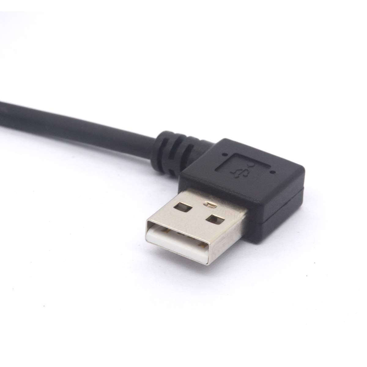 GLHONG Coiled USB C Cable, Right Angle USB 2.0 to USB C Extension Cord 90 Degree USB C Adapter Lead (USB 2.0 Right)