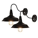 LynPon Gooseneck Barn Lights Indoor, Black Farmhouse Wall Sconces Set of Two, 2 Pack Rustic Wall Light Fixtures Industrial Wall Mount Lighting