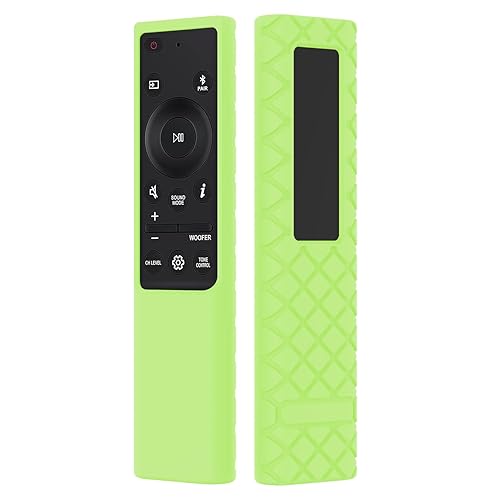 JCMOYUTY AH81-15047A Remote Cover for Samsung Soundbar HW-Q60C HW-B650 HW-C450 HW-Q60B AH81-15439A Q990C Remote Case Silicone Protector Green Glow in