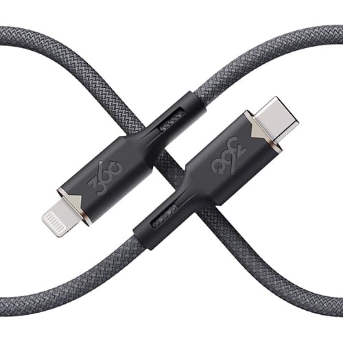 360 Electrical Lightning to USB-C Charging Cable - 5ft, MFi Certified, Fast Charge Compatible, Durable & Tangle-Free