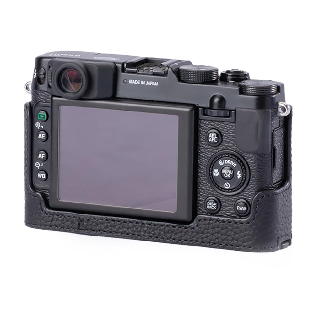DBZZ Handcrafted Genuine Leather Camera Case Retro Style Half-Wrap Camera Case For FUJIFILM X10 X20 (Black)