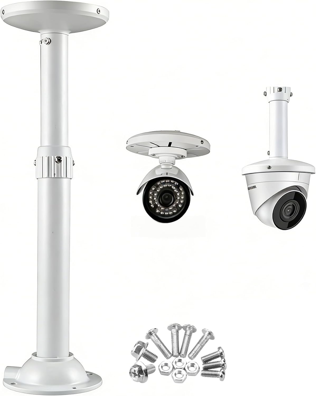 Coolotic 11.8"-23.6" I-Shapped Telescopic Adjustable Camera Mount Bracket, Heavy Duty Metal Wall Ceiling Mount for Dome CCTV Security Cameras