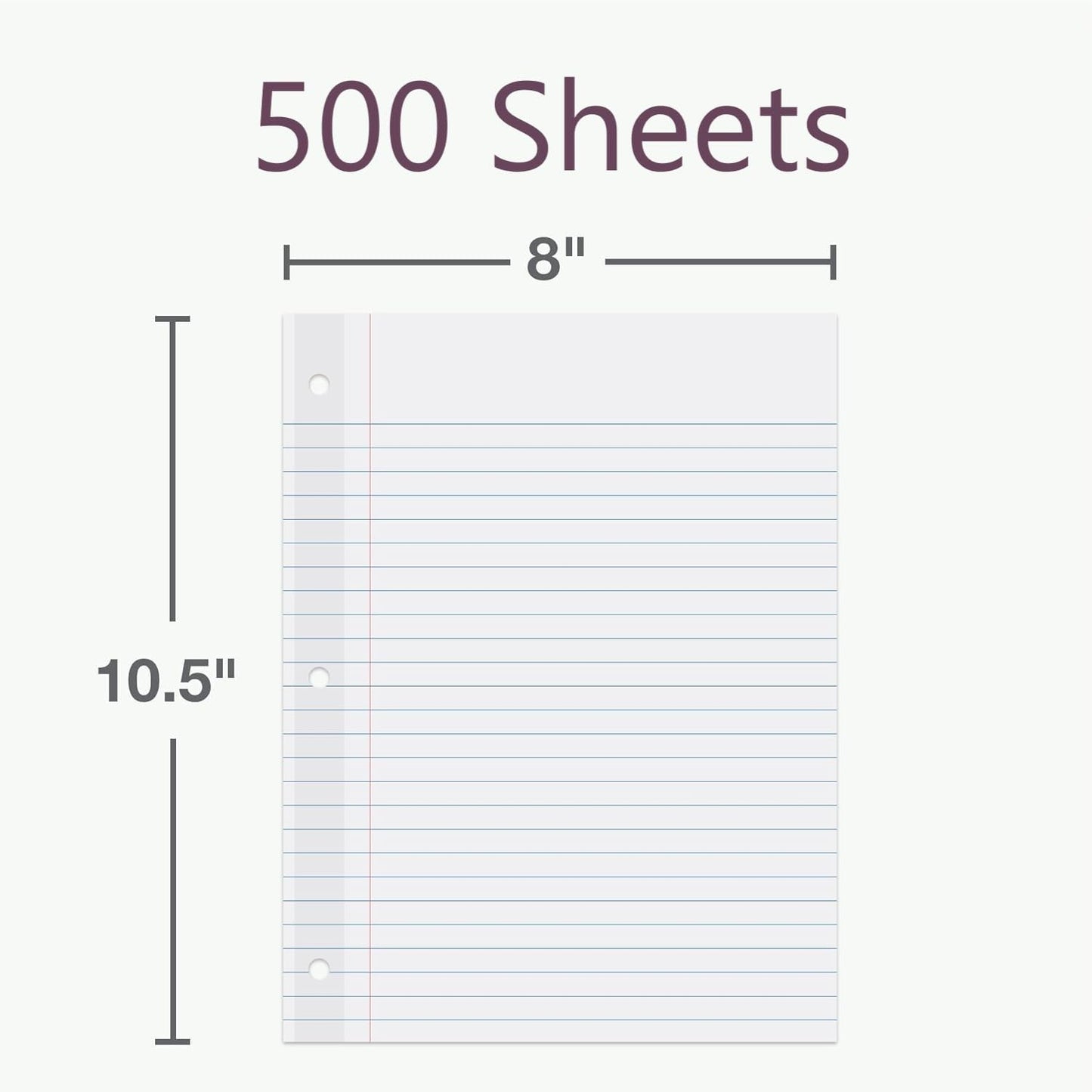 Oxford Reinforced Filler Paper, 8 x 10.5 Inch, Wide Rule, 3 Hole Punched, Lined Loose Leaf Paper for Ring Binders, 500 Sheets, White (1002098)