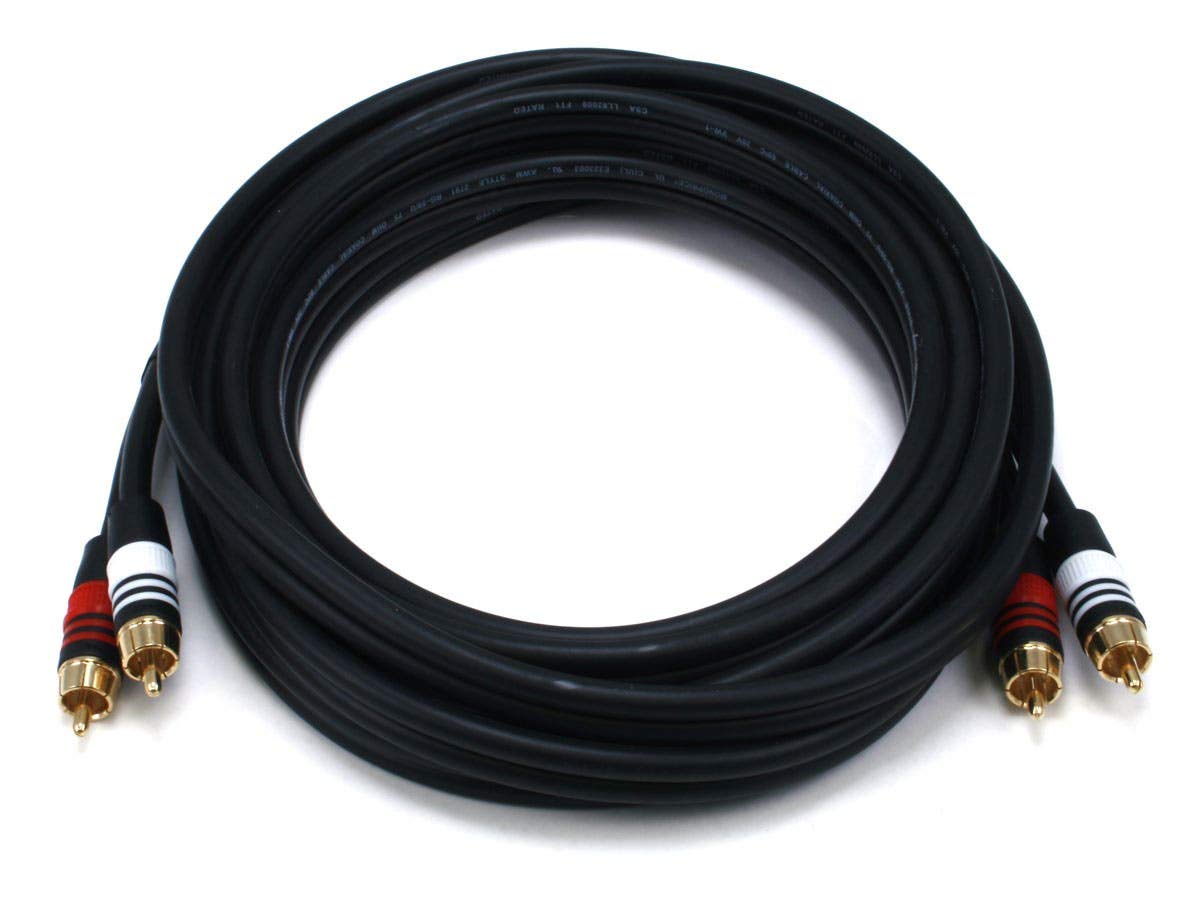 PREMIUM 2 RCA Plug/2 RCA Plug M/M 22AWG Cable - 15ft