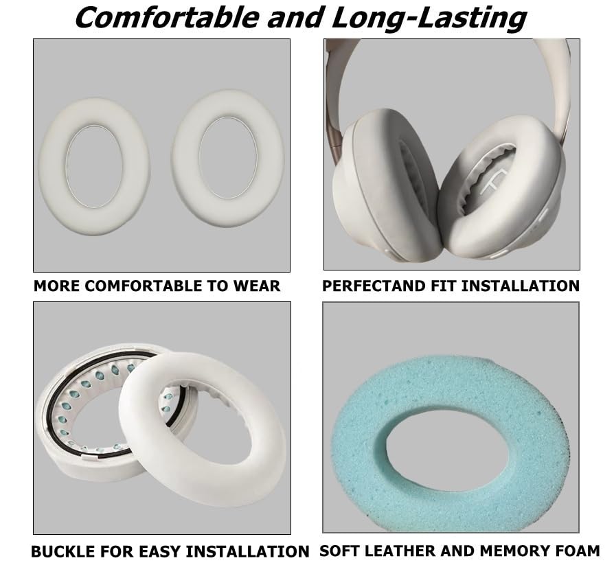 Replacement Ear Pads Cushions, Earpads Cover for Bose 700 Noise-Cancelling NC700 Over Ear Headphones (White)
