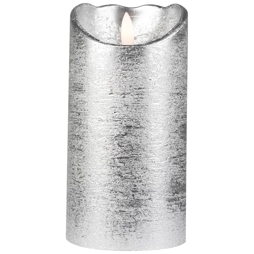 Northlight Lighted LED Flameless Flickering Pillar Christmas Candle - 6" - Silver