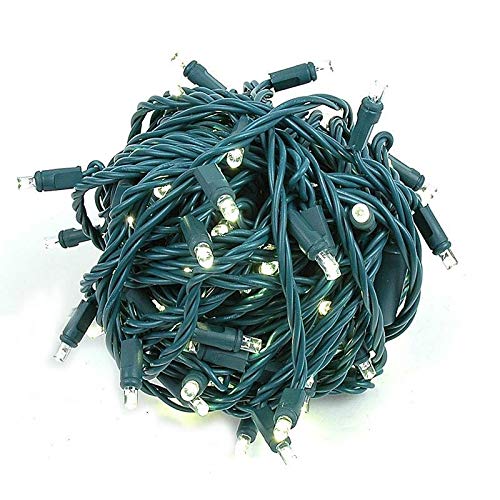 Novelty Lights 34ft 100 LED Coaxial Christmas Mini Lights, Warm White on Green Wire, 4" Spacing, Commercial Grade Indoor/Outdoor Holiday Light String