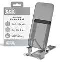 BLACK+DECKER Phone Stand for Desk - Folding Cell Phone Stand Holder - Adjustable and Portable, Folds Down Flat - for Office, Gaming, Bed, Travel
