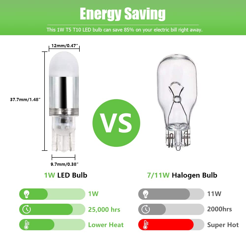 Makergroup T5 T10 Wedge Base LED Light Bulbs, 12VAC/DC 1Watt Warm White 2700K-3000K for Outdoor Landscape Lighting Deck Stair Step Pathlights and RV