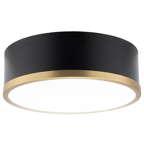 RecPro RV Wall Sconce Light | 12V LED Interior Light Fixture | Satin Black & Gold | Modern Round Globe Design | 3500K Neutral White | Non-Dimmable