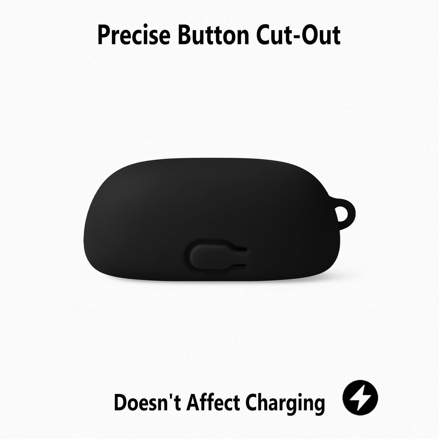 Geiomoo Silicone Case for JBL Tune Buds 2, Soft Flexible Scratch Resistant Protective Cover with Carabiner (Black)