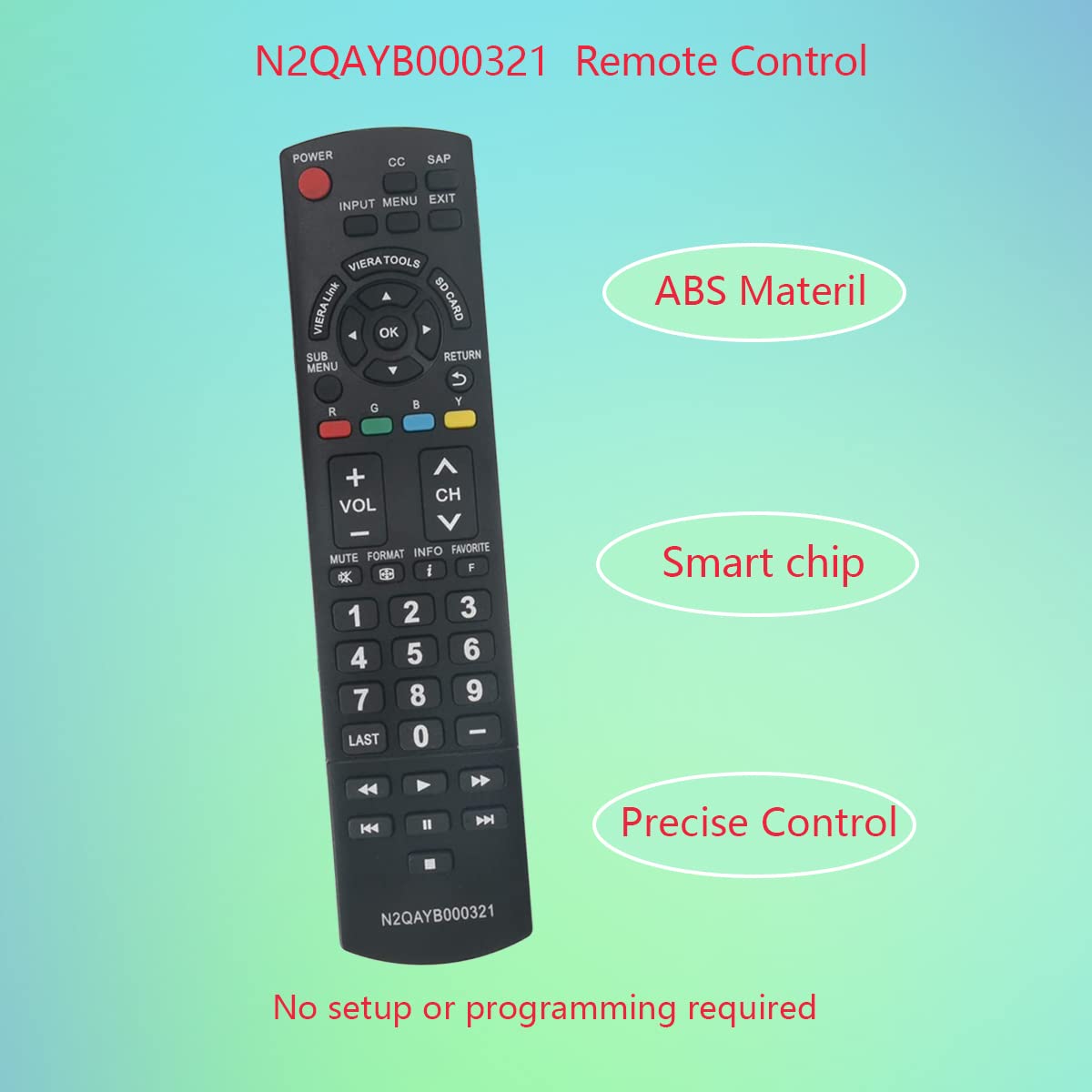 GHUST N2QAYB000321 Remote Control Replacement for Panasonic TV TC-L42U12 TC-P42C1 TC-P42S1 TC-P42U1 TC-P42X1 TC-P46S1 TC-P46U1 TC-P50C1 TC-P50S1