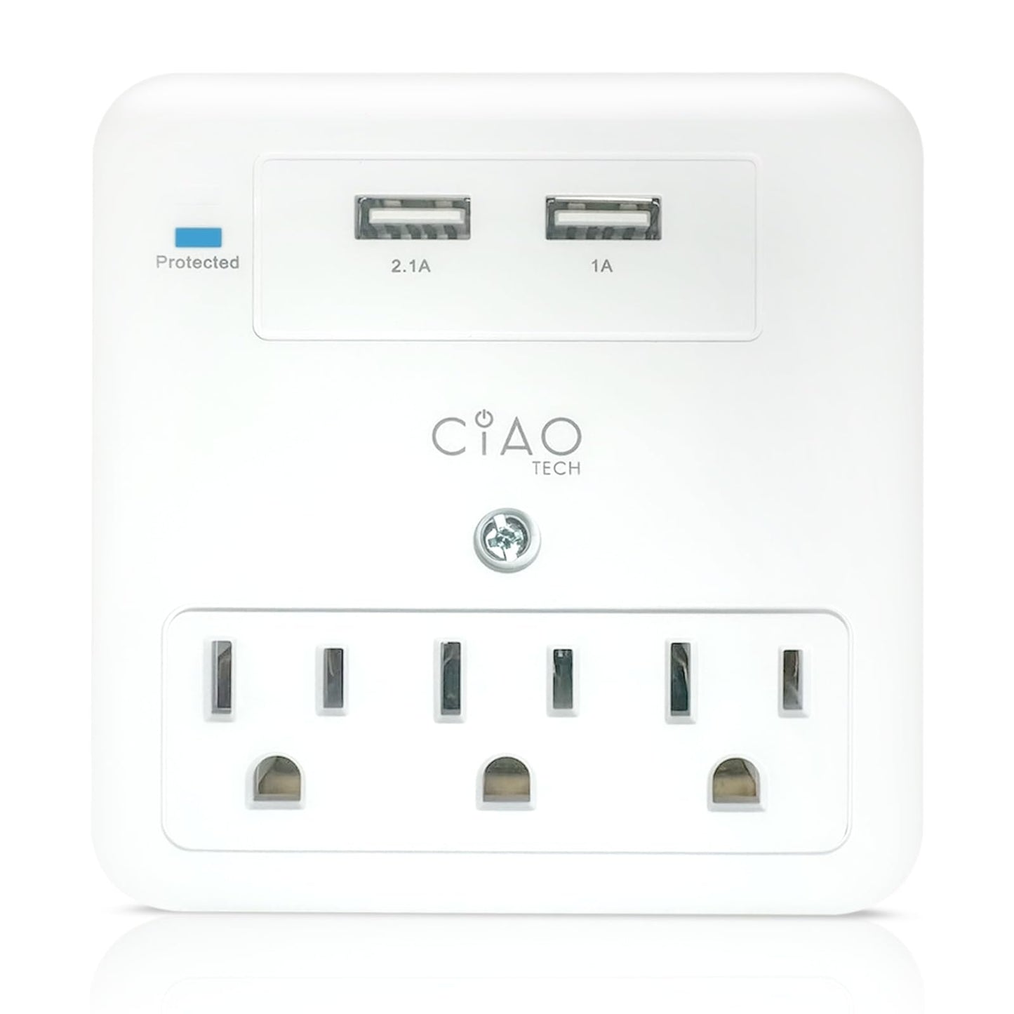 3 Outlet Extender with 1 USB-A & 1 USB-C - Multi Plug Outlet with 540 Joules Surge Protector - Multipurpose USB Outlet with 3A Fast Charging