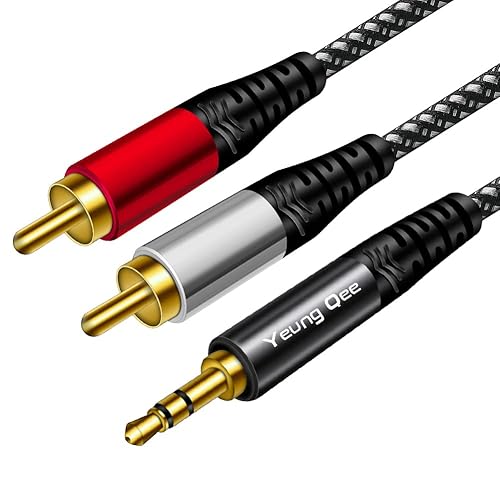 Yeung Qee 3.5mm to 2 RCA Audio Cable 1.5ft, Braided 3.5mm Male to 2RCA Male Stereo Audio Y Adapter Cable AUX RCA Splitter Cord Compatible