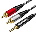 Yeung Qee 3.5mm to 2 RCA Audio Cable 1.5ft, Braided 3.5mm Male to 2RCA Male Stereo Audio Y Adapter Cable AUX RCA Splitter Cord Compatible