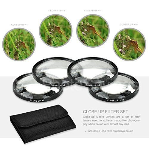 37mm Multi-Coated 7 Piece Filter Set Includes 3 PC Filter Kit (UV-CPL-FLD) and 4 PC Close Up Filter Set (+1+2+4+10) for Olympus 14-42mm f/3.5-5.6 M.