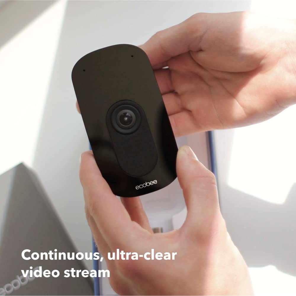ecobee SmartCamera - Indoor WiFi Security Camera, Smart Home Security System, 1080p HD 180 Degree FOV, Night Vision, 2-Way Audio, Works with Apple
