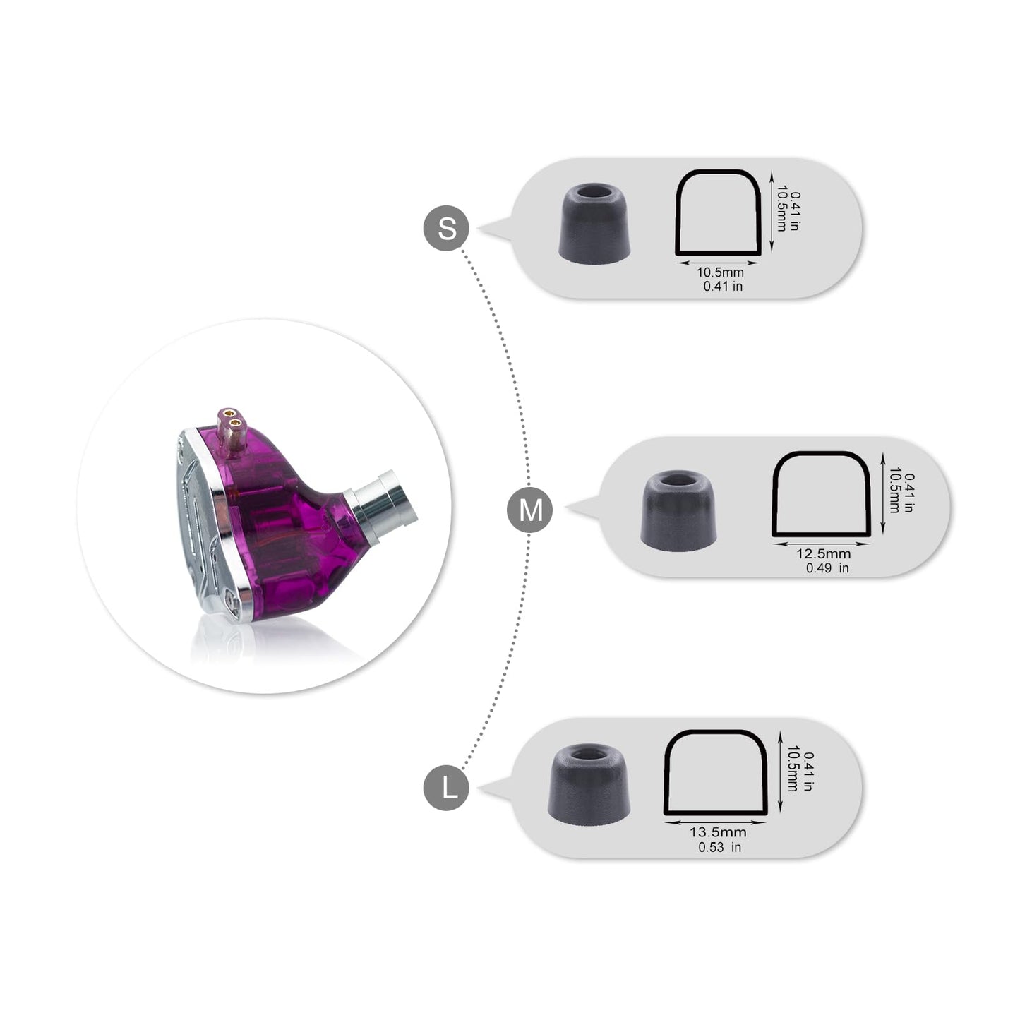 Klowcok Memory Foam Replacement IEM Eartips for KZ ZS10 Pro X ZSN, Ultimate Comfort, Secure Fit, 3 Pairs Black (Large)