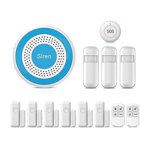 LWOHSI Home Security Systems with Door/Window Sensors and Motion Detectors,Wireless Burglar Alarm Kits with APP Real-Time Alerts,Compatible with Alexa